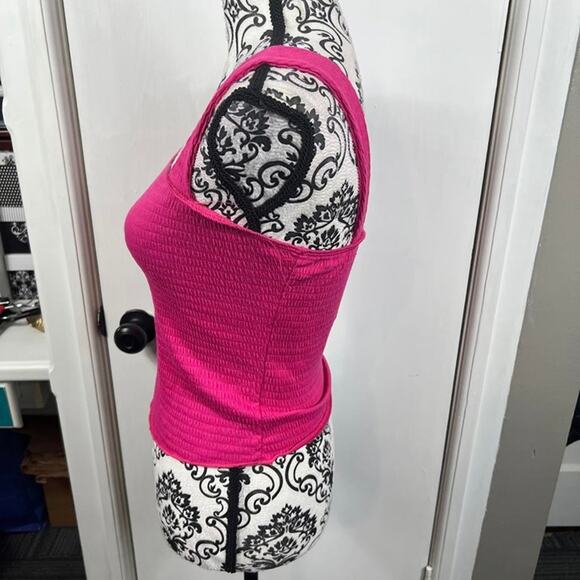Paper Crane hot pink smocked wide striped tank top.  Size S - Picture 5 of 8